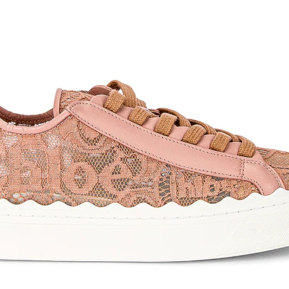 Chloé Lauren Lace Sneakers size 38W/ US 8W Pink Tea - Picture 6 of 10